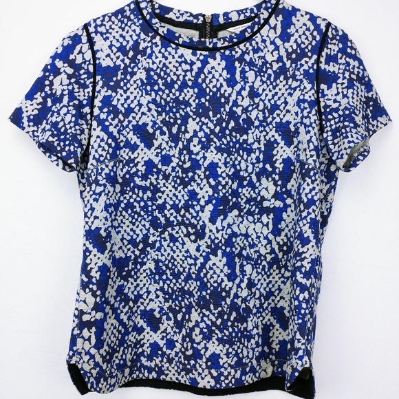 Club Monaco blue / grey zipper back thick cotton t - Picture 2 of 8